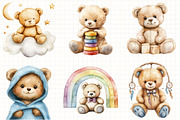 Watercolor Beige Teddy Bear Nursery, an Illustration by Libby Wishes (Thumbnail 4 of 5)