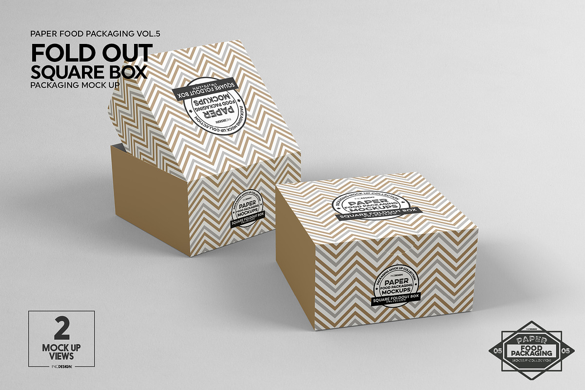 Square Fold Out Box Packaging Mockup, a Cups & Container Mockup by INCDesign (Photo 4 of 6)