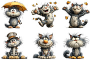 Whimsical Funny Cat Clipart, an Illustration by CraftArtStudio (Thumbnail 3 of 6)
