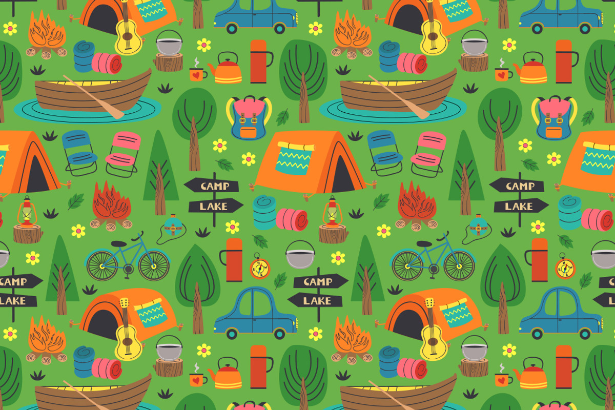 summer camping, a Texture Illustration by NataKa