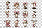 Cute Animals with Bow Clipart, an Animal Illustration by Nicolle's Colorful Art (Thumbnail 3 of 5)
