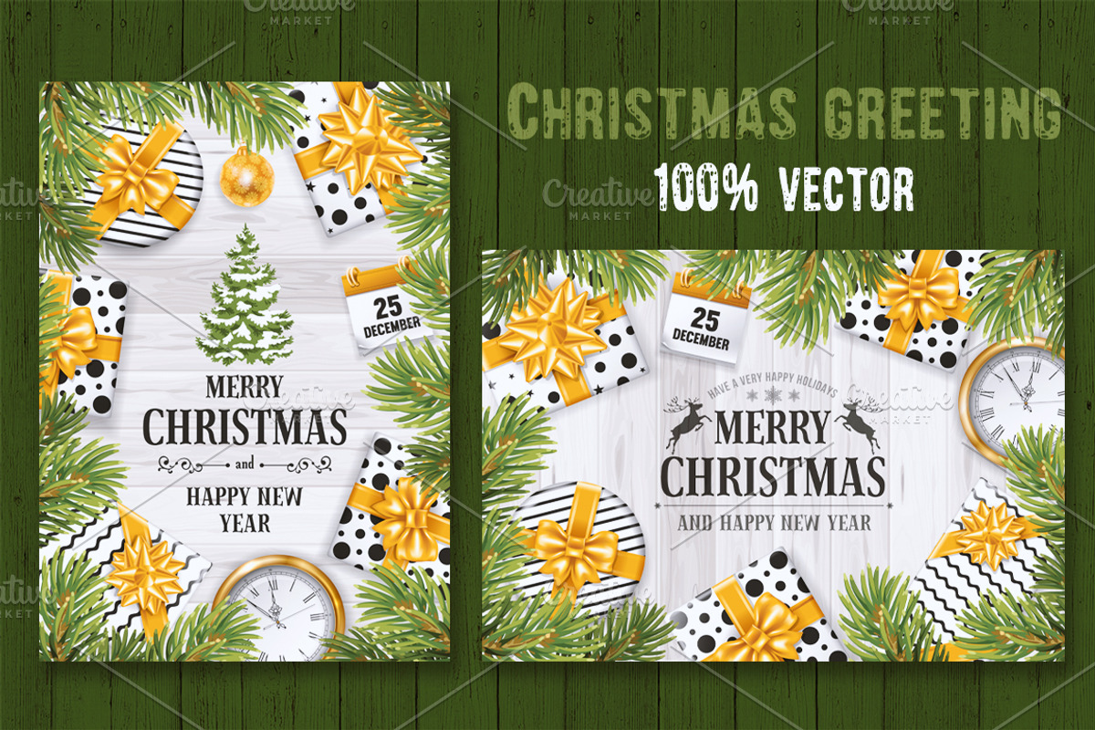 Christmas Greeting Card, a Card Template by Vector beauty (Photo 2 of 2)