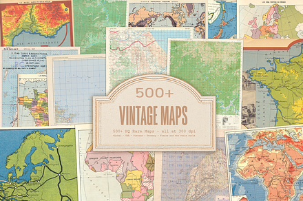 500+ Vintage Maps, an Object Graphic by Lilithcollageart