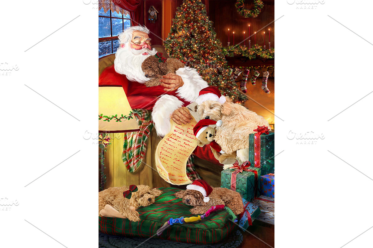 Xmas Santa Goldendoodle Dog Wall Art, an Animal Illustration by Art Paradise Studios (Photo 1 of 3)