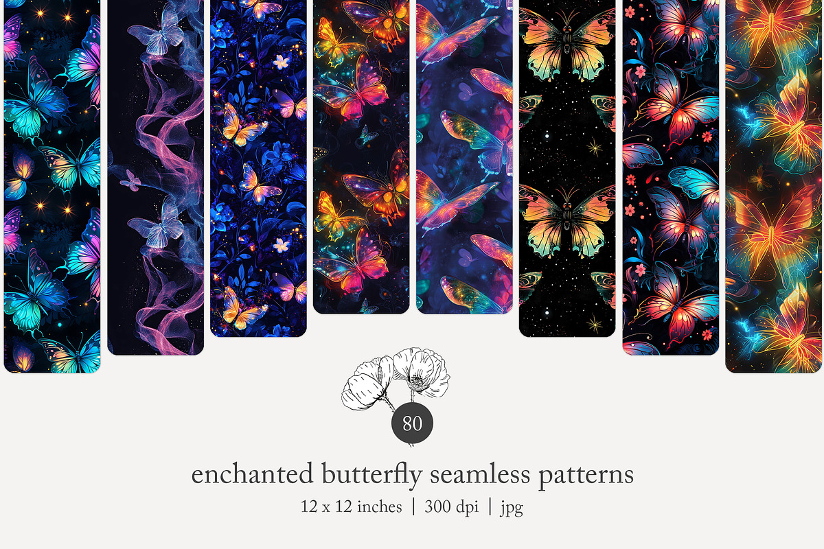 80 magic butterfly seamless pattern, a Pattern Graphic by Poppy Lane Studio (Photo 1 of 11)