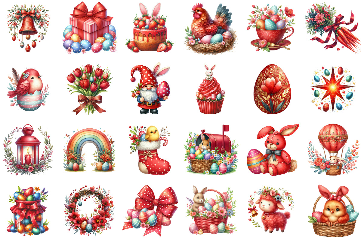 Watercolor Cute Easter Clipart PNG, an Illustration by Sublimation Artist (Photo 2 of 6)