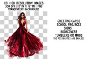 Burgundy Woman Watercolor Clipart, an Illustration by Craft Nest (Thumbnail 2 of 6)