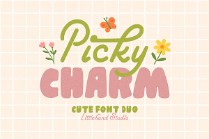 Picky Charm Cute Retro Font Duo