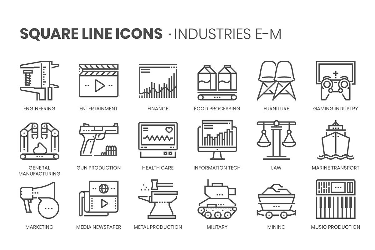 Square line icons, an Outline Icon by Howcolour (Photo 9 of 85)