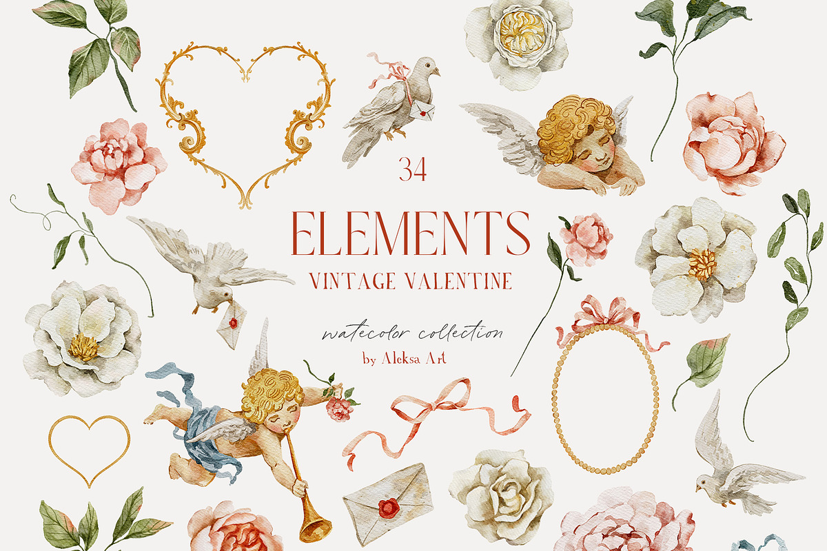 AMOUR - Vintage Valentine, a Seasonal Illustration by AleksaArt (Photo 7 of 14)