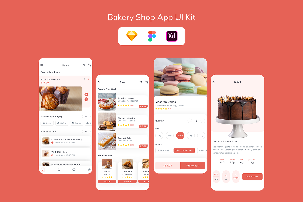 Bakery Shop App UI Kit, an App Template by Betush