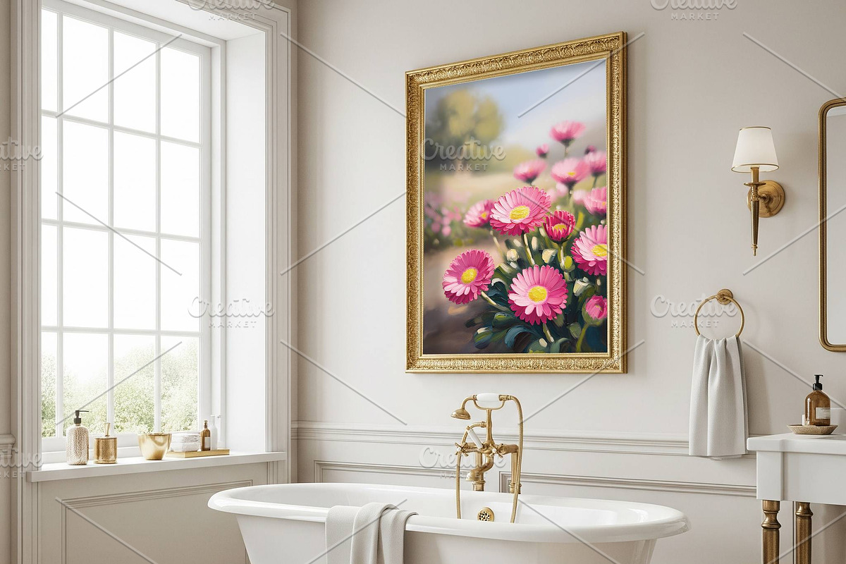 Pink Daisy Oil Painting printable, a Background Graphic by Floraphoria (Photo 3 of 12)