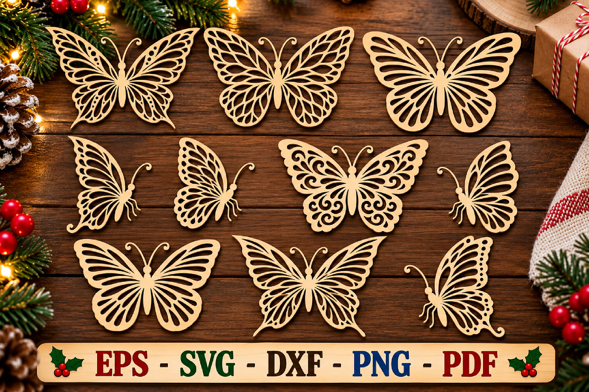 Butterfly SVG File Bundle, Laser Cut, an Object Graphic by Libby Wishes (Photo 1 of 3)