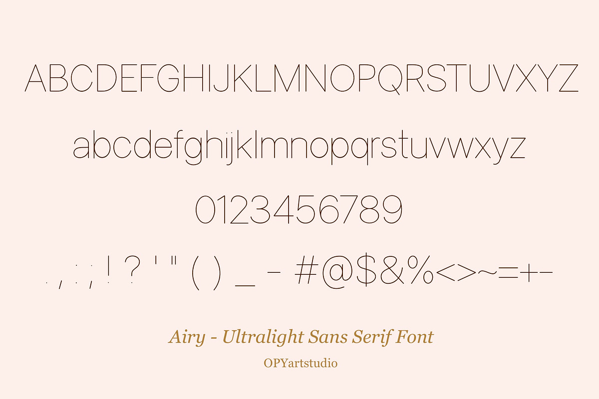 Airy - Ultralight Minimalist Font, a Font by OPY ArtStudio (Photo 5 of 5)