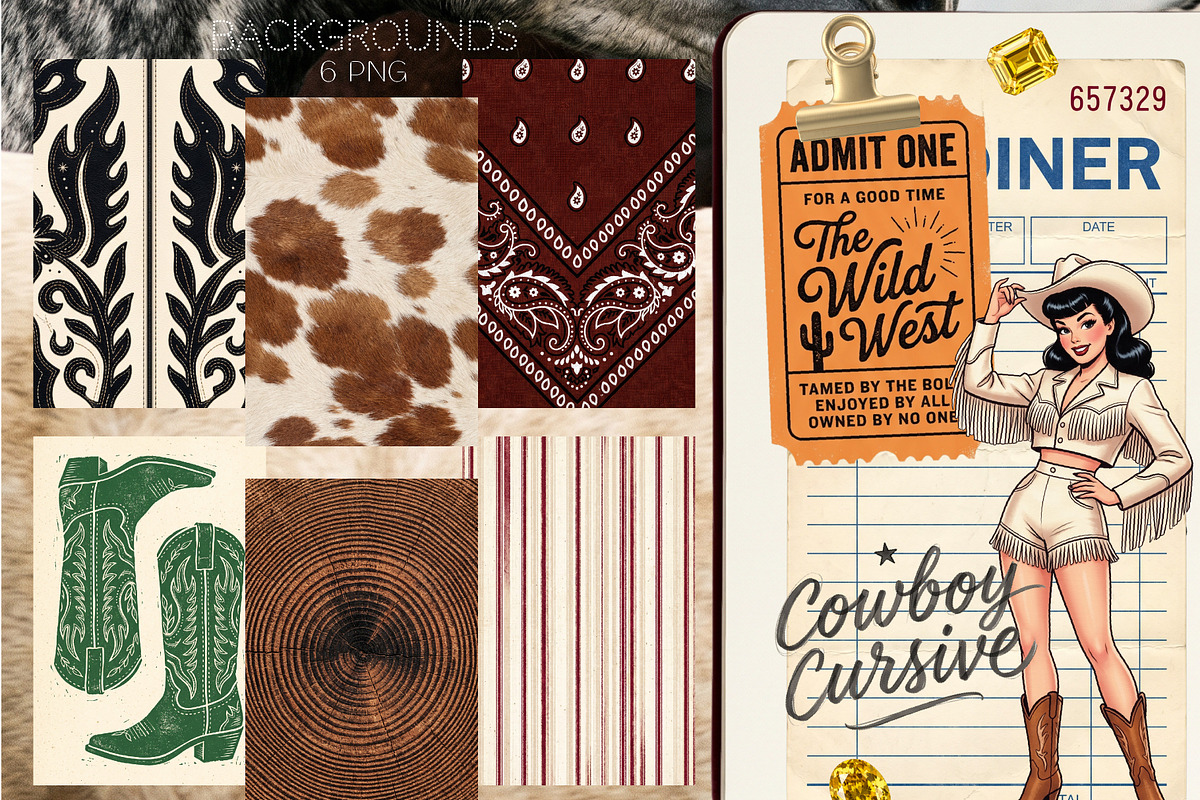 Vintage Western Scrapbook Kit, an Object Graphic by DreamoraArt (Photo 10 of 10)