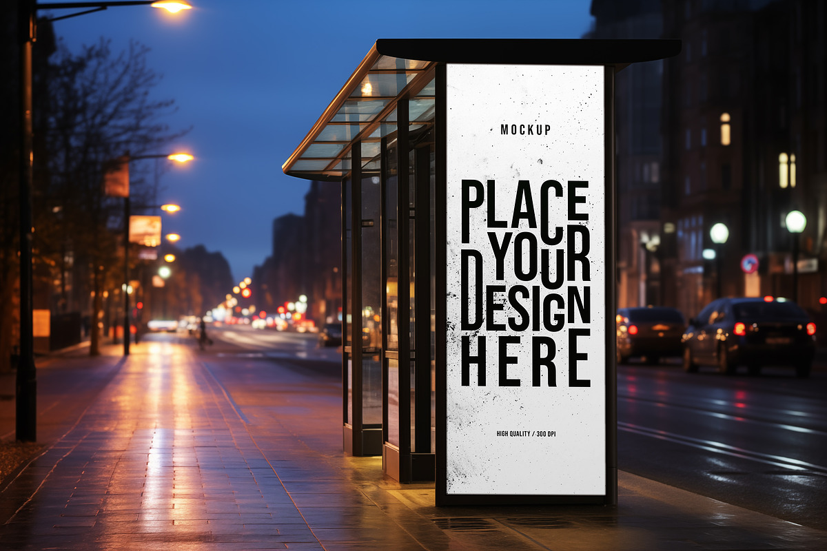 Bus Stop Poster Mockup, an Advertising Mockup by dpi (Photo 8 of 12)