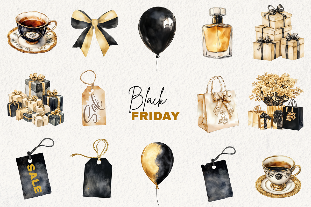 Black Friday’s Black & Gold Clipart, an Illustration by NadiaTheronArt (Photo 3 of 5)