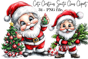 Cute Christmas Santa Claus Clipart, a Seasonal Illustration by SVGArt