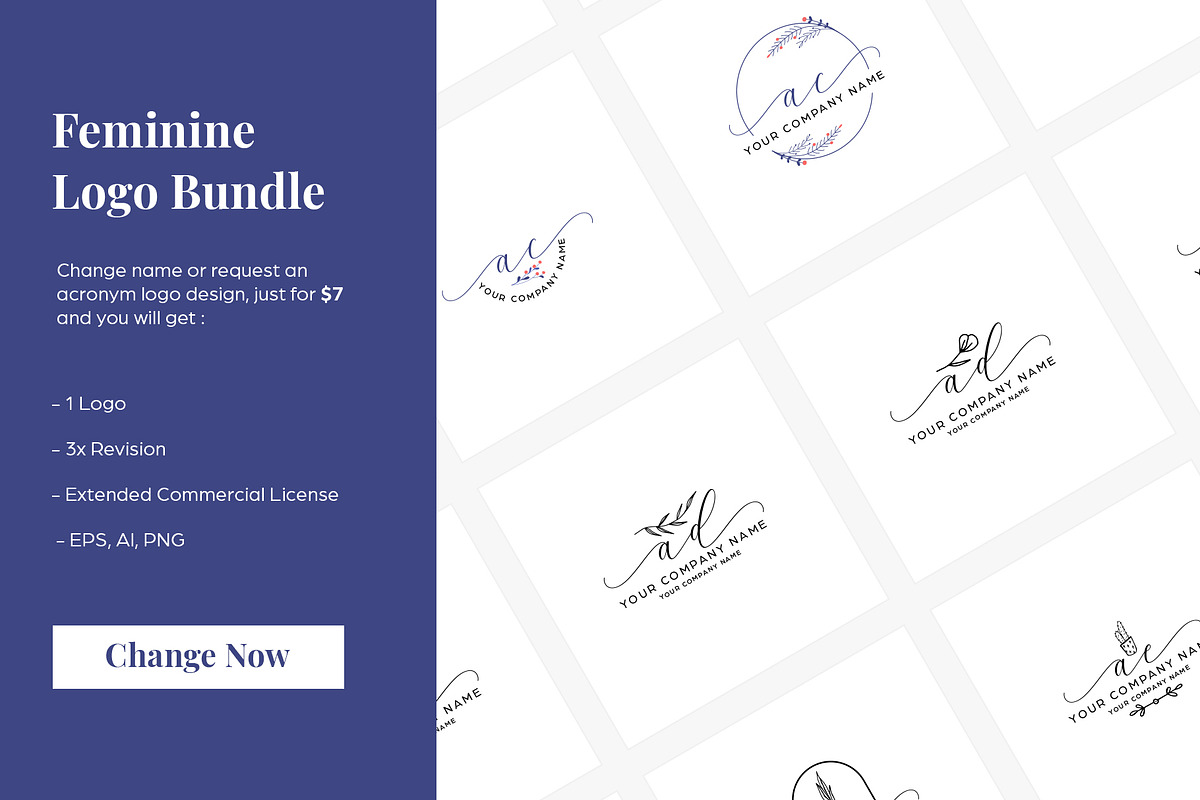 Feminine logo bundle, a Branding & Logo Template by GranzCreative (Photo 2 of 4)