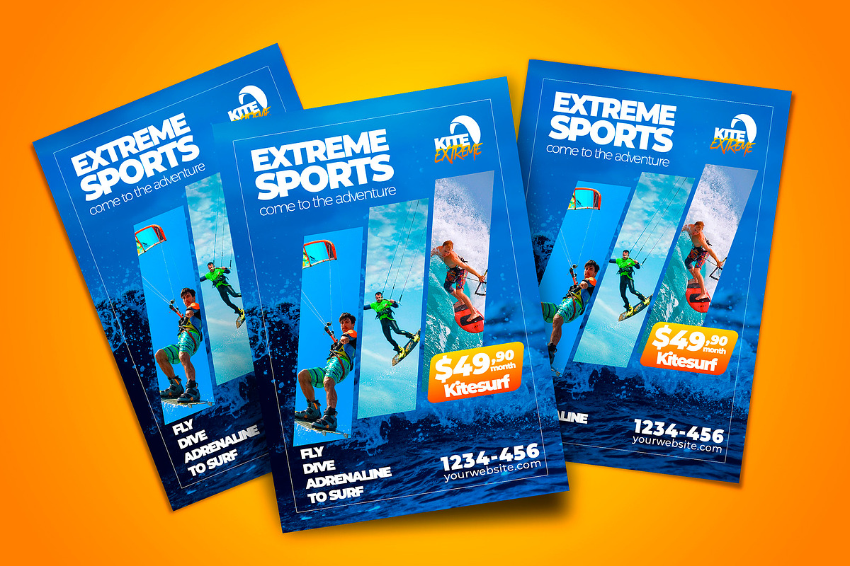 Flyer A5 Adventure kitesurf Template, a Flyer Template by rogeriomarcos (Photo 1 of 3)