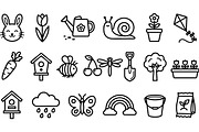 Cute Garden Outline Icons Set, an Illustration by designvectx (Thumbnail 2 of 3)