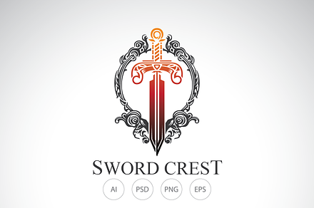 Sun Sword Crest Logo Template