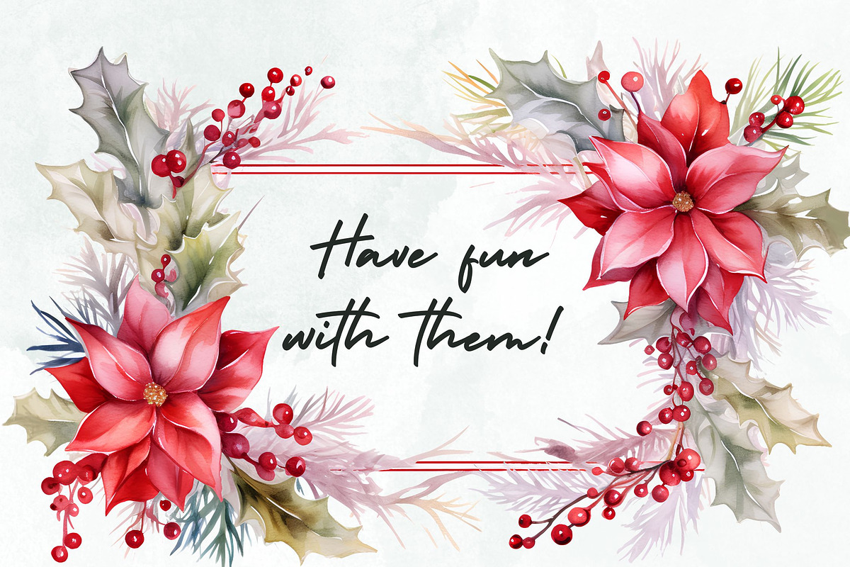 Christmas Frames, Wreath Clipart, a Seasonal Illustration by Loony Dream Designs (Photo 4 of 4)
