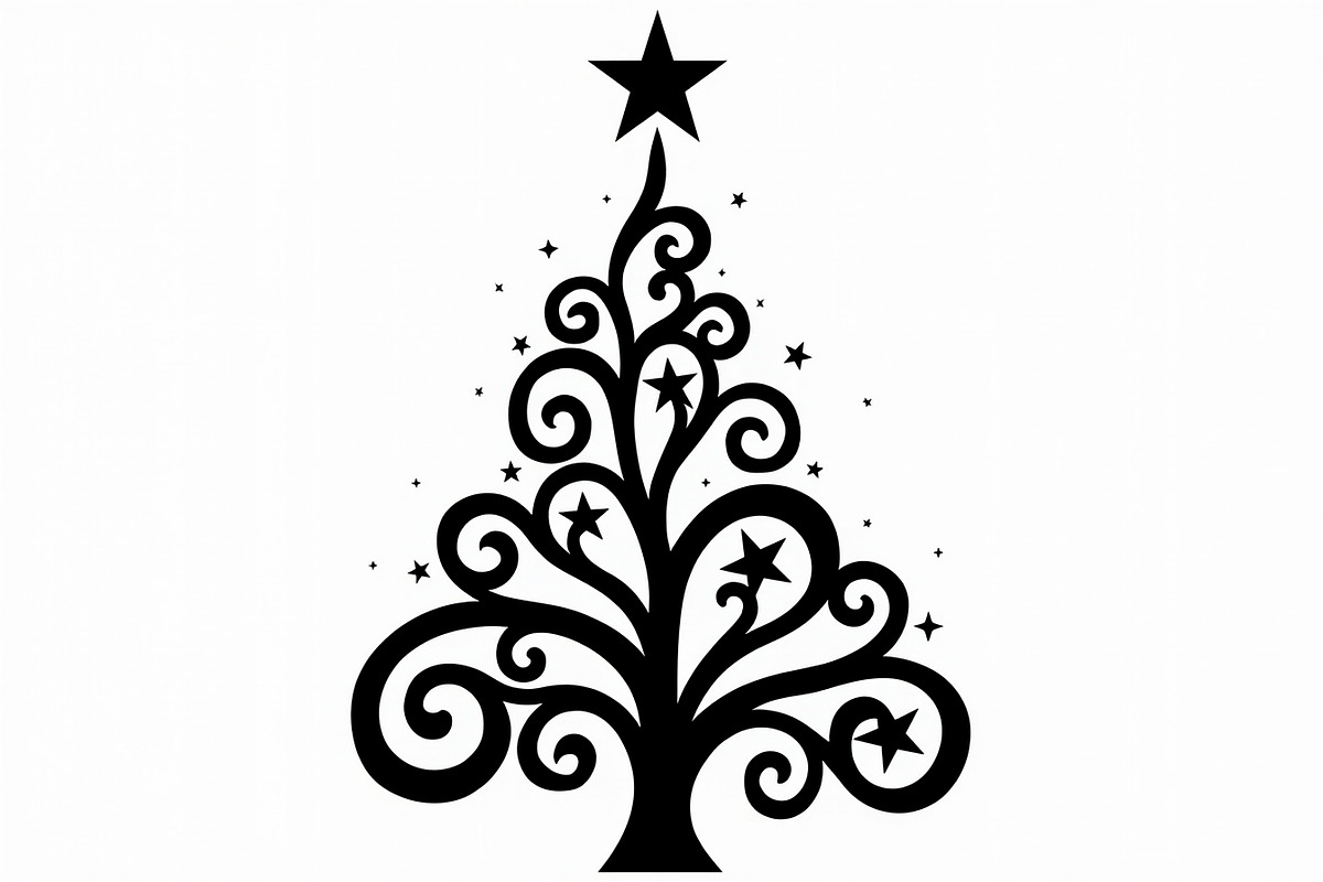 Festive Swirl Xmas Tree Bundle, an Illustration by yasushie (Photo 7 of 21)