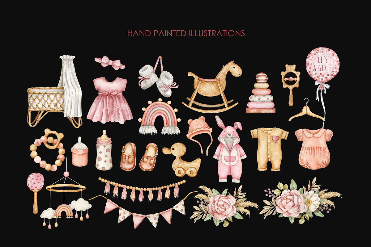 Watercolor boho nursery clipart, an Illustration by AquarelleSpace (Photo 3 of 5)