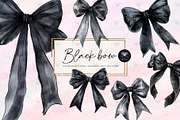Black Bow Clipart Watercolor, an Illustration by BigCakeBee (Thumbnail 1 of 4)
