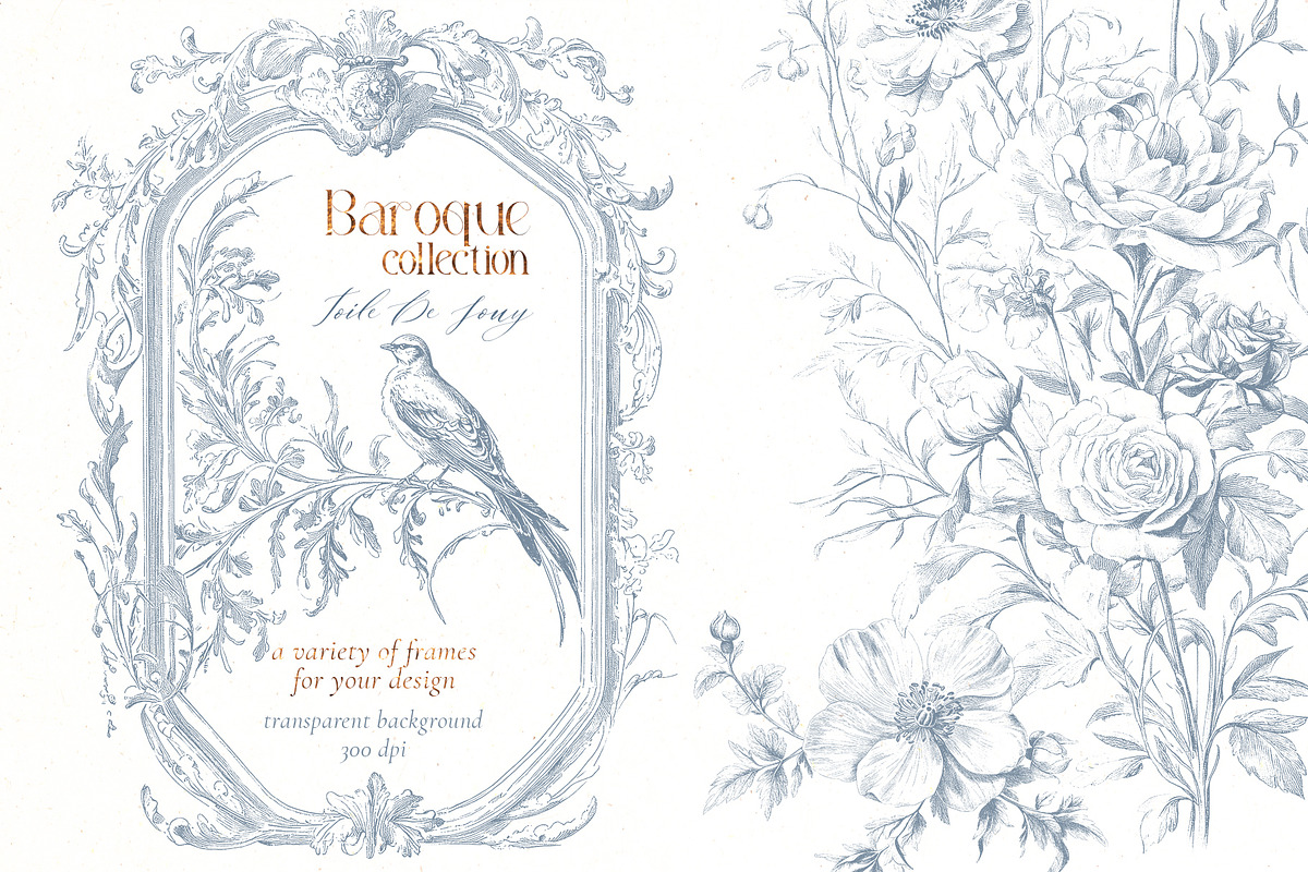 Baroque collection-Toile De Jouy, a Decorative Illustration by Pamyatka Shop (Photo 7 of 14)