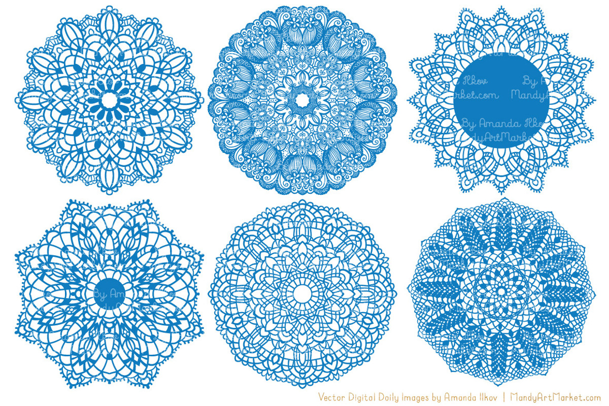Blue Round Lace Vector Doilies, an Illustration by Amanda Ilkov (Photo 3 of 4)