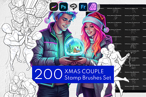 Xmas Couple Procreate Brushes