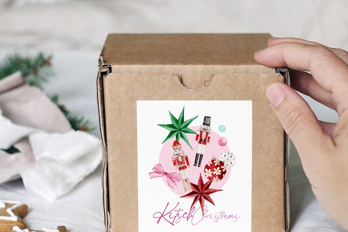 Watercolor Clipart-KITSCH Christmas, a Decorative Illustration by Beigetime (Photo 6 of 15)