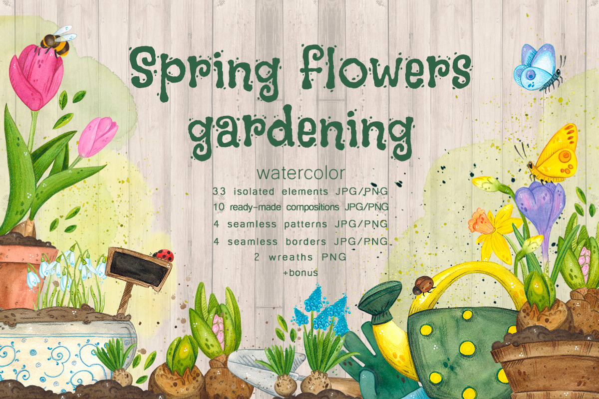 Spring bulbous flowers watercolor, an Object Illustration by DemiLena (Photo 1 of 12)