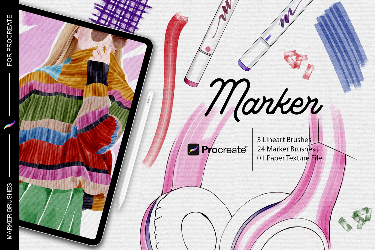 Marker brushes for Procreate, a Brush Add-On by Patternish (Photo 1 of 4)