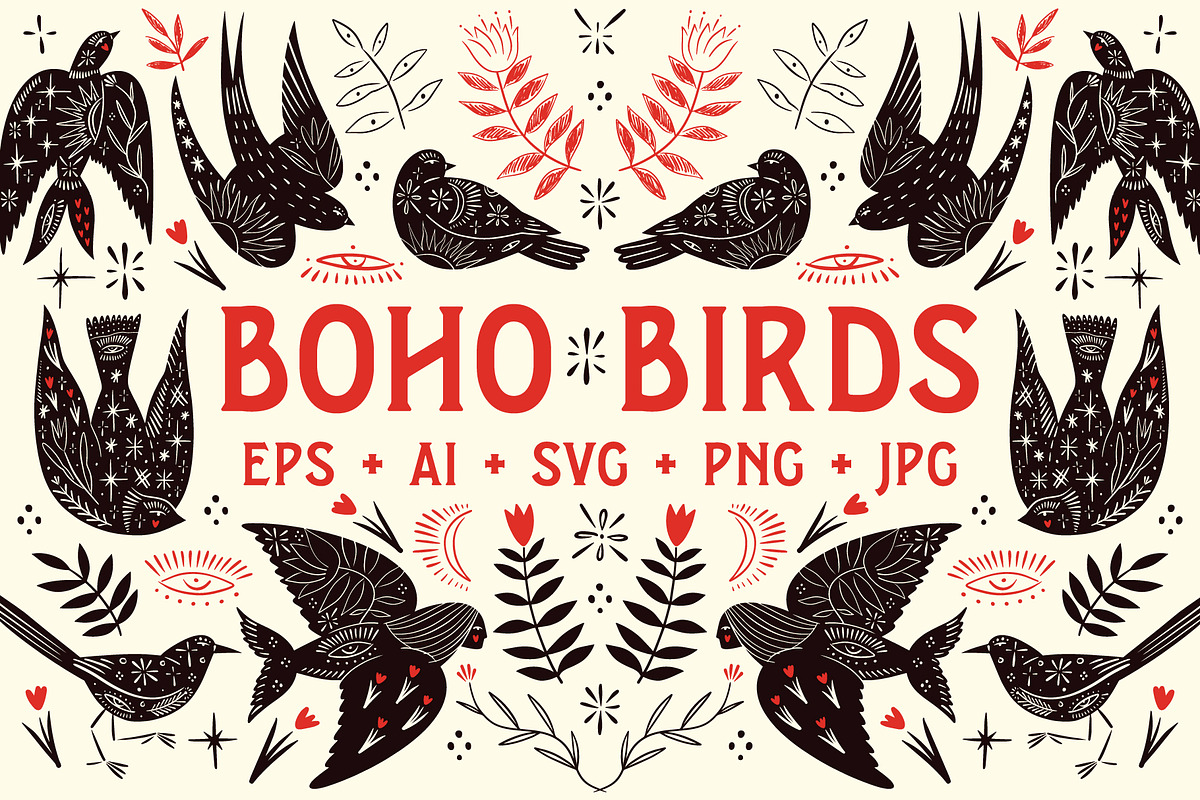 Boho Birds Bundle, an Object Graphic by Annie Konst (Photo 1 of 11)