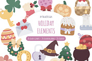 Holiday Elements Clipart Set, a Seasonal Illustration by Palau (Thumbnail 1 of 10)