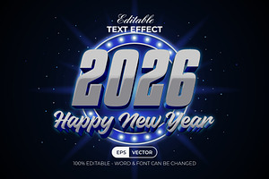 2026 Text Effect Silver 3D Style, a Layer Style Add-On by Mockmenot