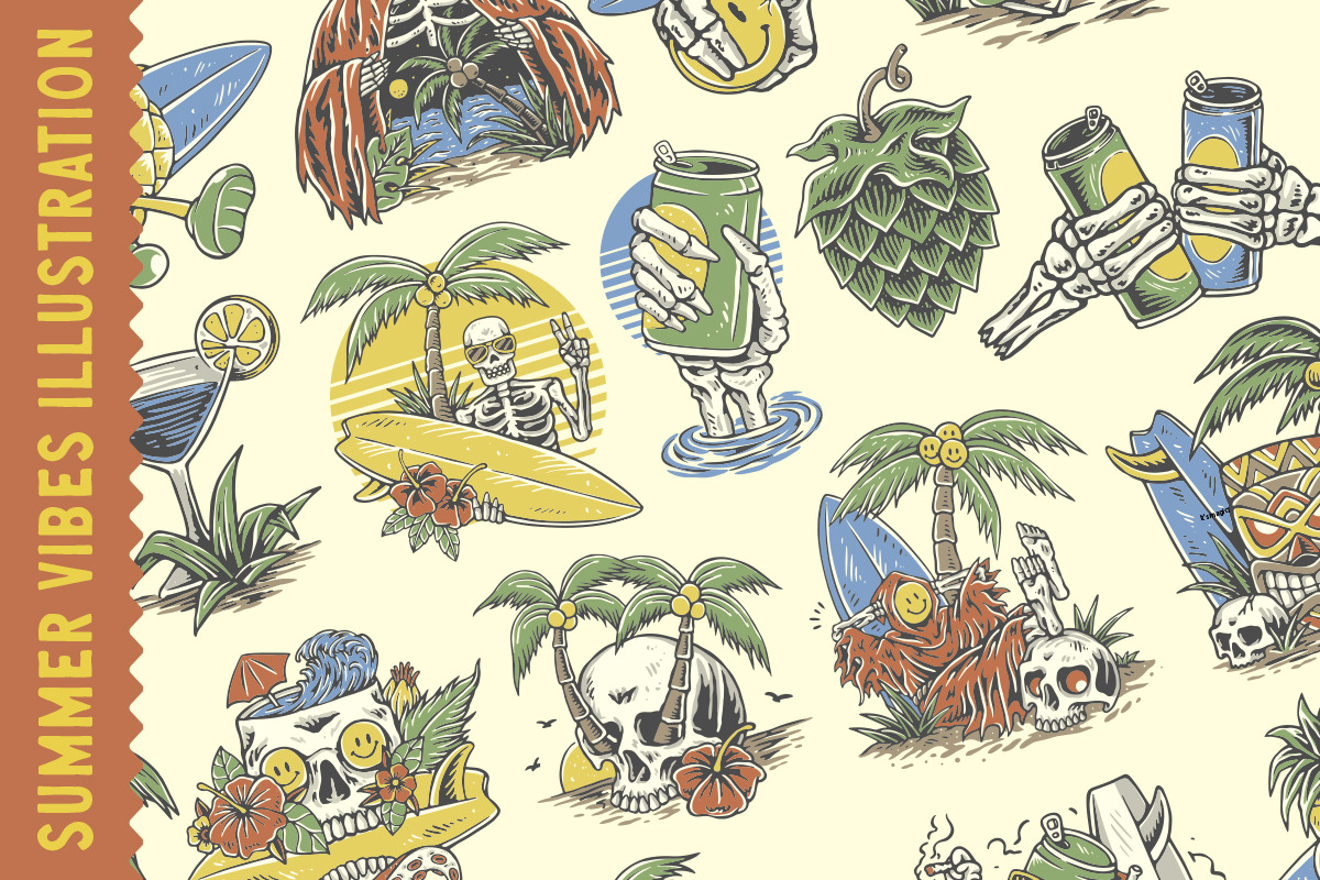 Summer Vibes Volume 01, a Seasonal Illustration by IronbirdCreative (Photo 2 of 7)