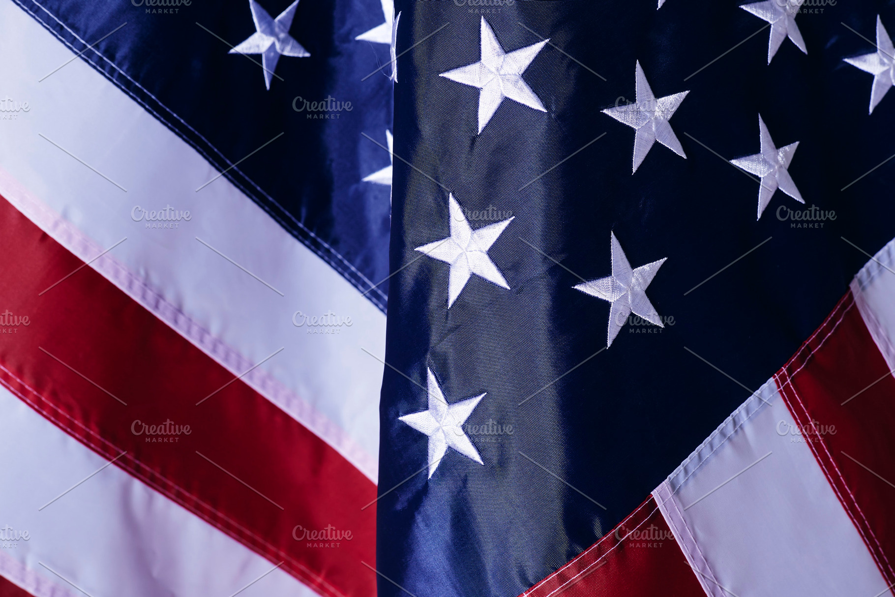 close up shot of the waving flag of the United States of America, a Photo by 1981 Rustic studio kan