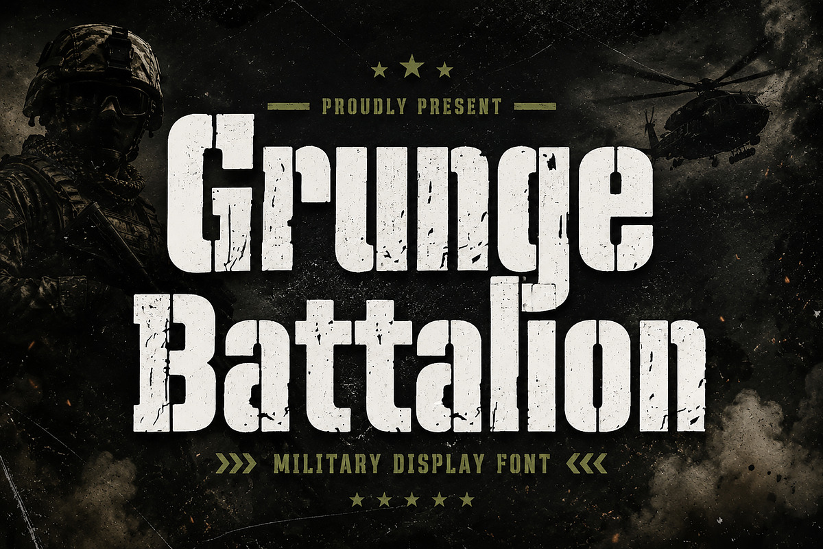 Grunge Battalion, a Serif Font by Wow Magic (Photo 1 of 6)