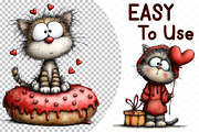 Whimsical Valentine Cats Clipart, an Illustration by cherrydesign (Thumbnail 4 of 4)