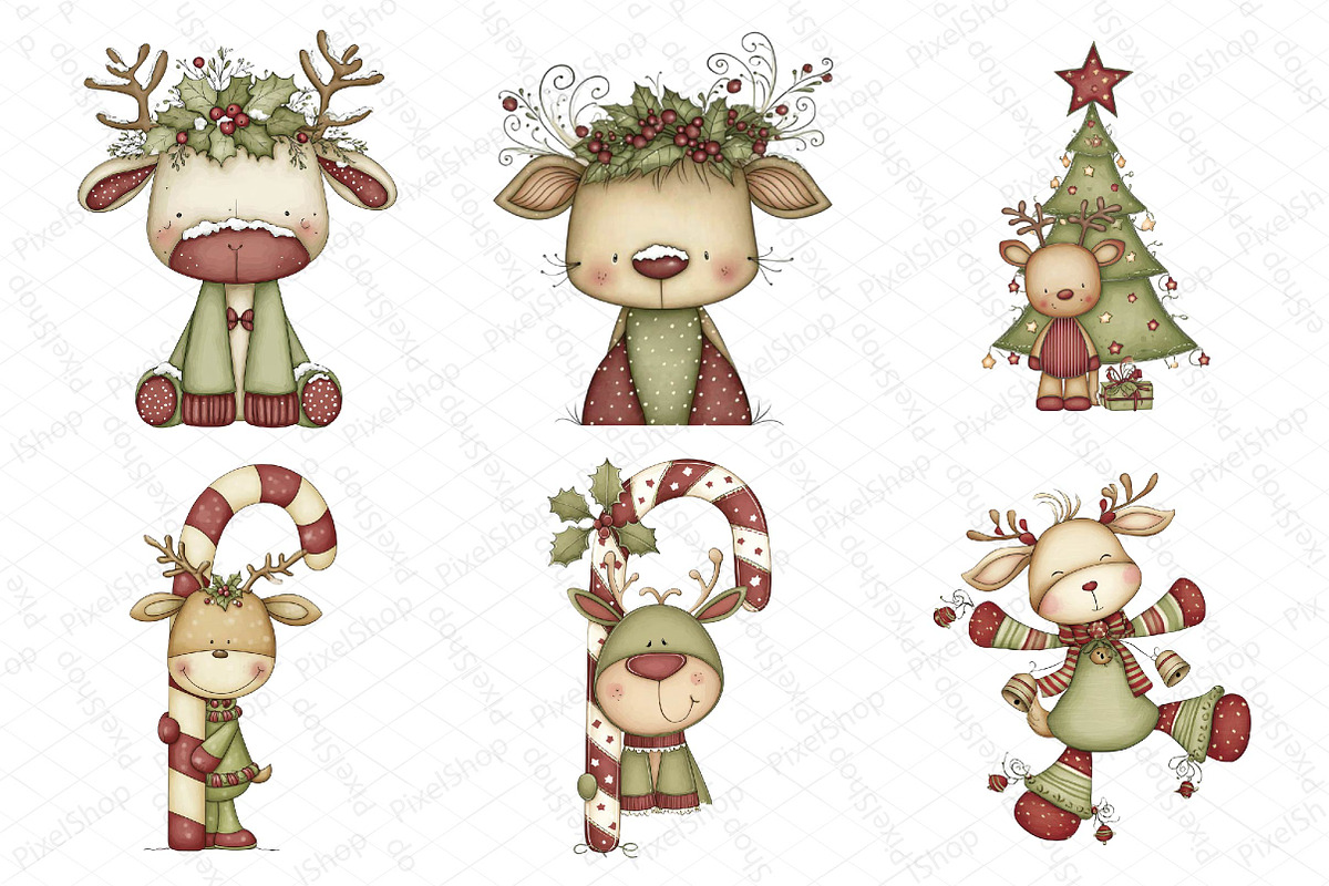 Christmas Cute Reindeer Clipart, an Illustration by DreamPrint404 (Photo 5 of 6)