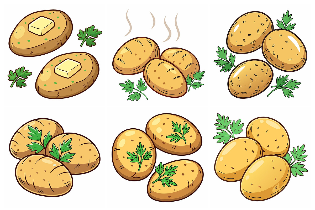 Cartoon Illustration of Potatoes, an Object Graphic by Billah Hub