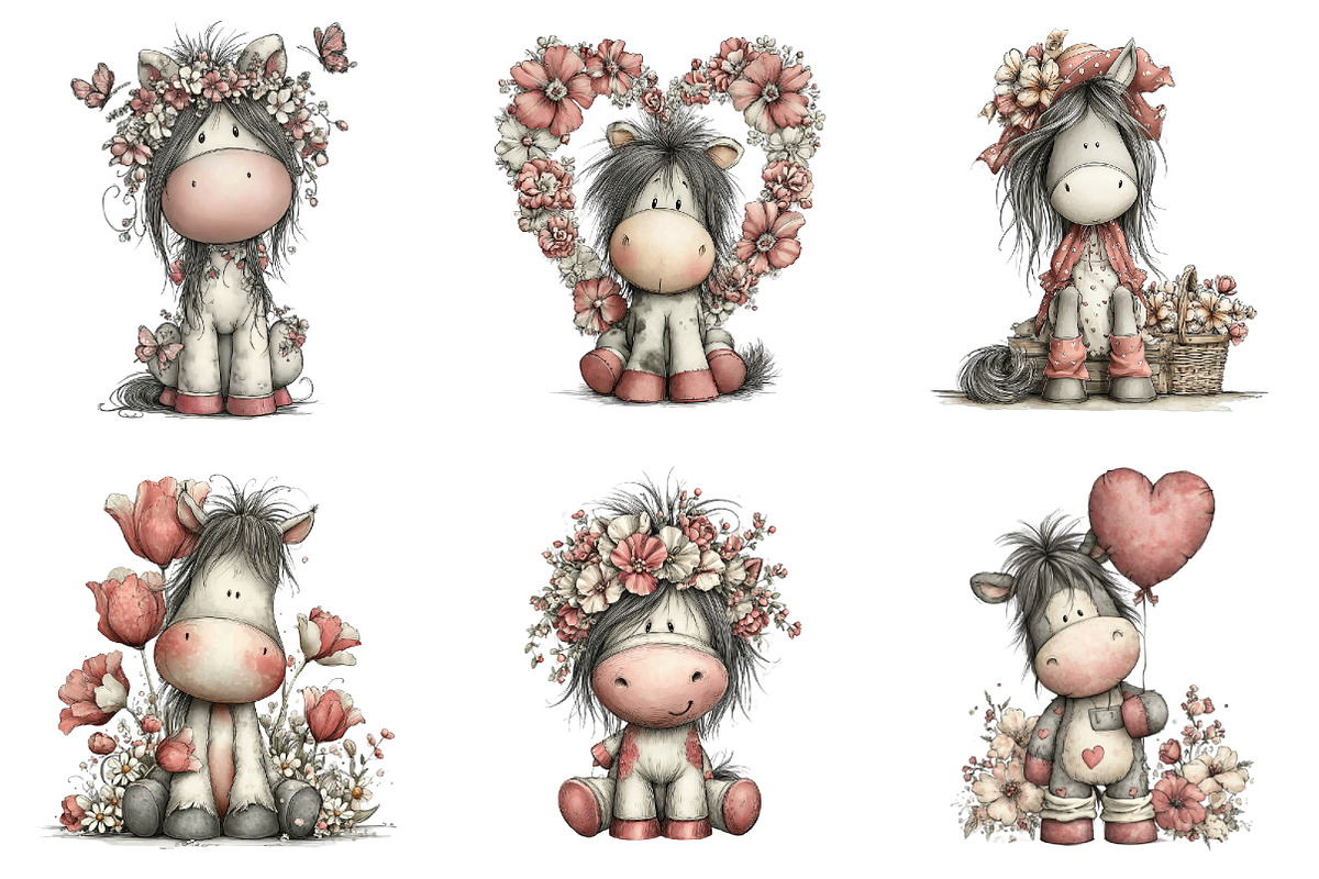 Whimsical Mother's Day Horse Clipart, a Graphic by CitraGraphics (Photo 2 of 5)