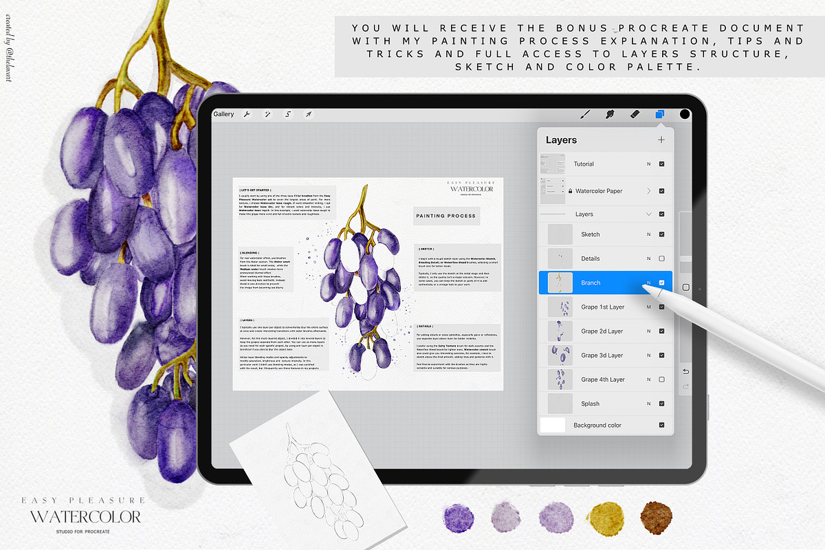 Easy Watercolor Studio for Procreate, a Brush Add-On by Liquid Amethyst Art (Photo 10 of 12)