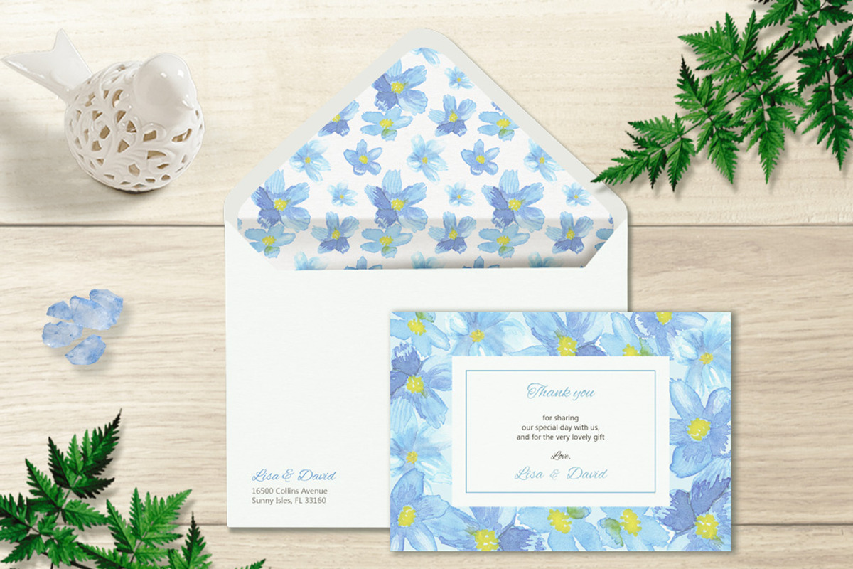 Blue Flower Watercolor Wedding Suite, an Invitation Template by Love Design (Photo 6 of 13)