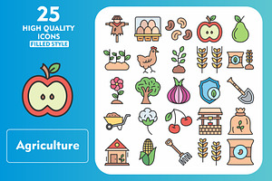 Agriculture 25 Line Filled Icons, an Icon by Pexelpy