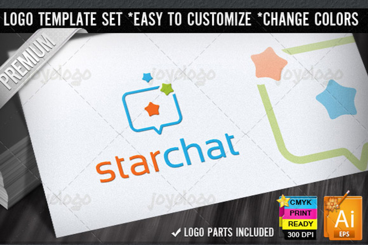 Stars Box Social Chat Logo Template, a Branding & Logo Template by joyologo